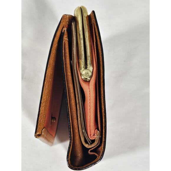 PRINCESS GARDNER VINTAGE WOMENS BROWN TOPGRAIN LEATHER BIFOLD COIN PURSE WALLET - Picture 8 of 11